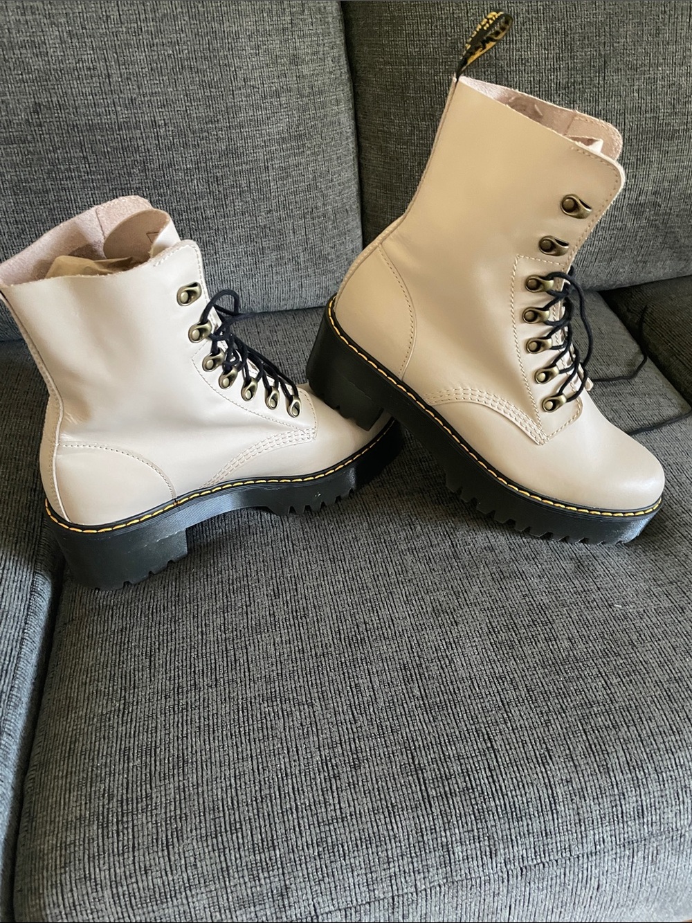Women’s Beige Boots with Lug Sole-style!